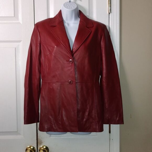 Valerie Stevens red 100% geniune leather jacket  Sz S - Picture 1 of 8
